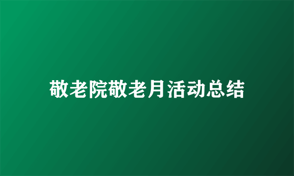 敬老院敬老月活动总结