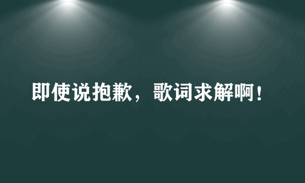 即使说抱歉，歌词求解啊！