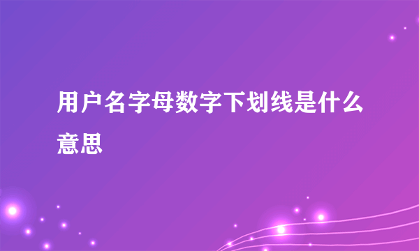 用户名字母数字下划线是什么意思