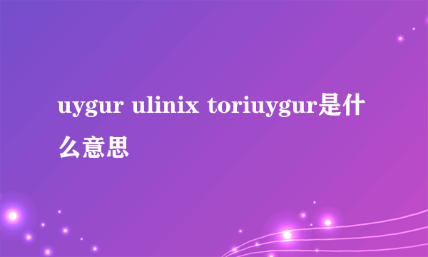 uygur ulinix toriuygur是什么意思