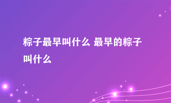 粽子最早叫什么 最早的粽子叫什么