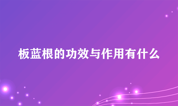 板蓝根的功效与作用有什么