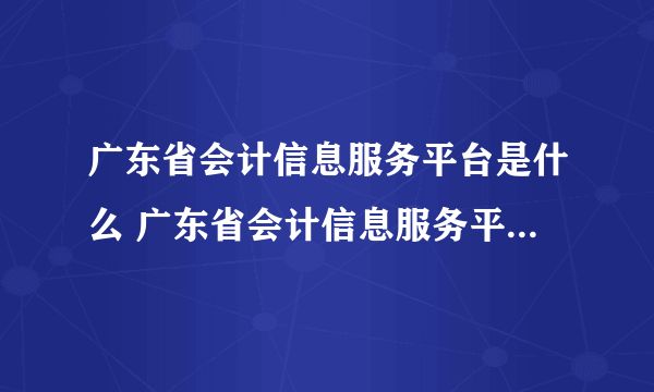 广东省会计信息服务平台是什么 广东省会计信息服务平台是什么意思