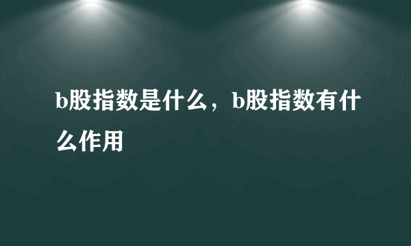 b股指数是什么，b股指数有什么作用