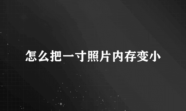 怎么把一寸照片内存变小