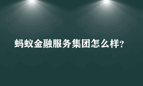 蚂蚁金融服务集团怎么样？