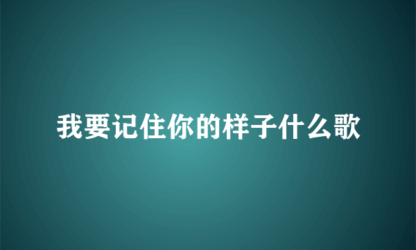 我要记住你的样子什么歌