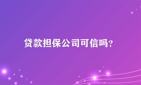 贷款担保公司可信吗？