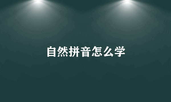 自然拼音怎么学