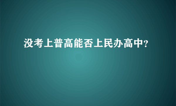 没考上普高能否上民办高中？