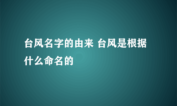 台风名字的由来 台风是根据什么命名的