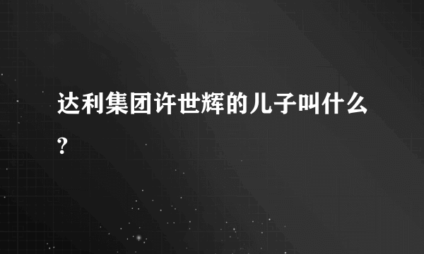 达利集团许世辉的儿子叫什么?