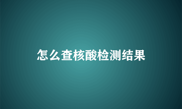 怎么查核酸检测结果