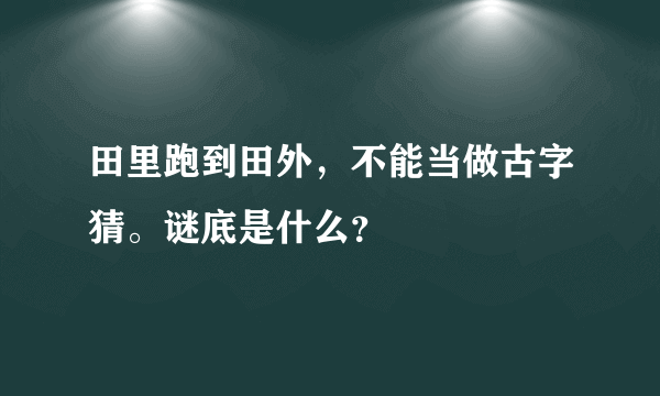 田里跑到田外，不能当做古字猜。谜底是什么？