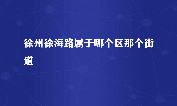 徐州徐海路属于哪个区那个街道