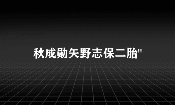 秋成勋矢野志保二胎