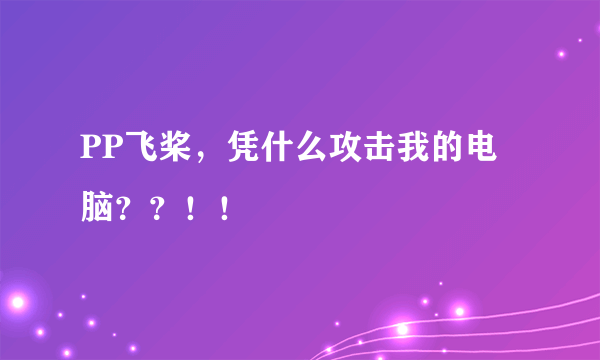 PP飞桨，凭什么攻击我的电脑？？！！