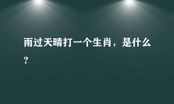 雨过天晴打一个生肖，是什么？