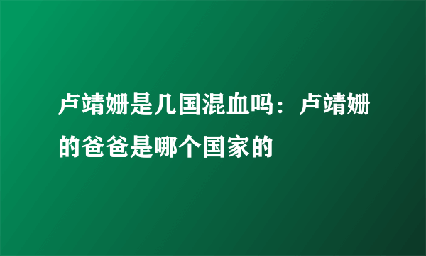 卢靖姗是几国混血吗：卢靖姗的爸爸是哪个国家的