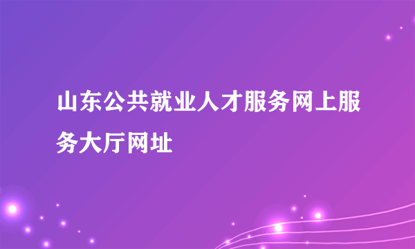 山东公共就业人才服务网上服务大厅网址