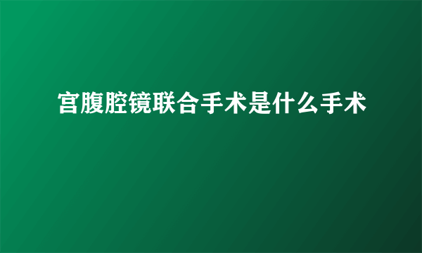 宫腹腔镜联合手术是什么手术