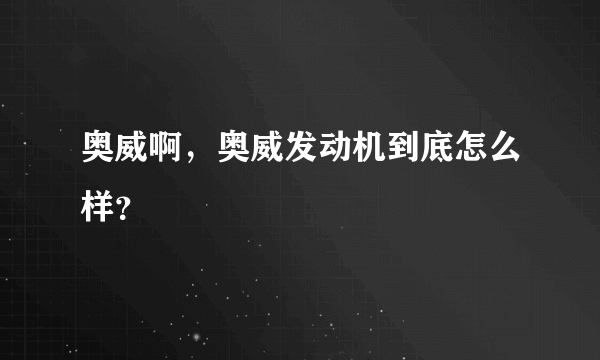 奥威啊，奥威发动机到底怎么样？