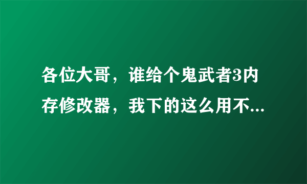 各位大哥，谁给个鬼武者3内存修改器，我下的这么用不了，最好加个通关攻略详细点的....