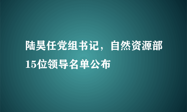 陆昊任党组书记，自然资源部15位领导名单公布