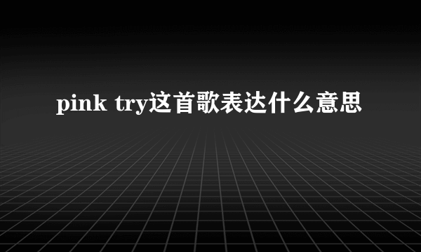 pink try这首歌表达什么意思