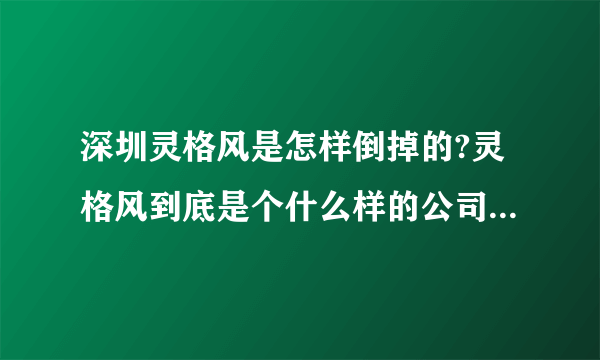 深圳灵格风是怎样倒掉的?灵格风到底是个什么样的公司?是不是骗子公司？