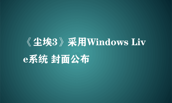 《尘埃3》采用Windows Live系统 封面公布