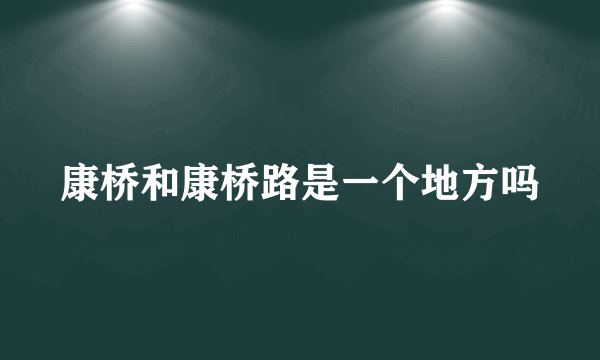 康桥和康桥路是一个地方吗