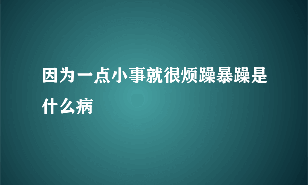 因为一点小事就很烦躁暴躁是什么病