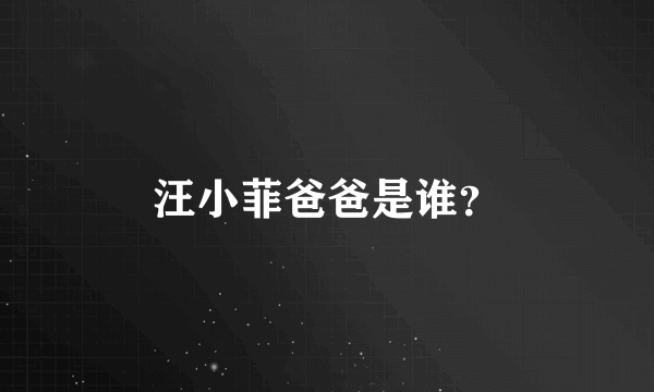 汪小菲爸爸是谁？