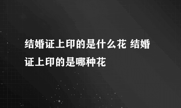 结婚证上印的是什么花 结婚证上印的是哪种花