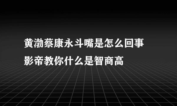 黄渤蔡康永斗嘴是怎么回事 影帝教你什么是智商高