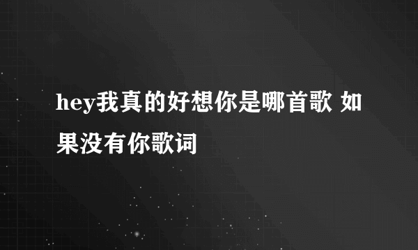 hey我真的好想你是哪首歌 如果没有你歌词