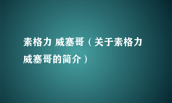 素格力 威塞哥（关于素格力 威塞哥的简介）