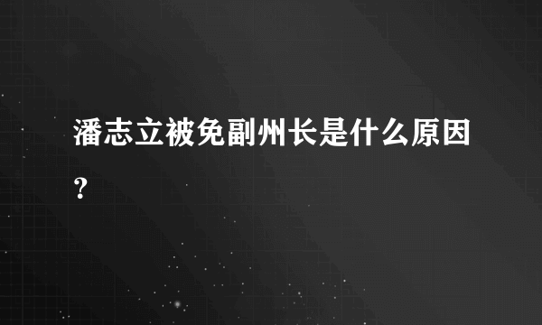 潘志立被免副州长是什么原因？