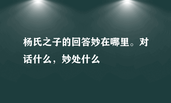 杨氏之子的回答妙在哪里。对话什么，妙处什么