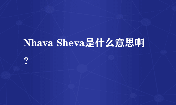 Nhava Sheva是什么意思啊？