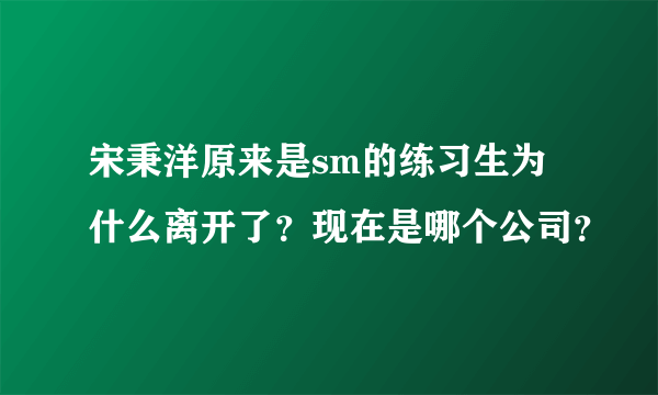 宋秉洋原来是sm的练习生为什么离开了？现在是哪个公司？