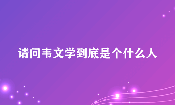 请问韦文学到底是个什么人