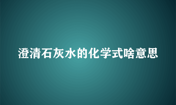 澄清石灰水的化学式啥意思