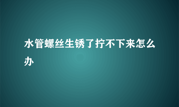 水管螺丝生锈了拧不下来怎么办