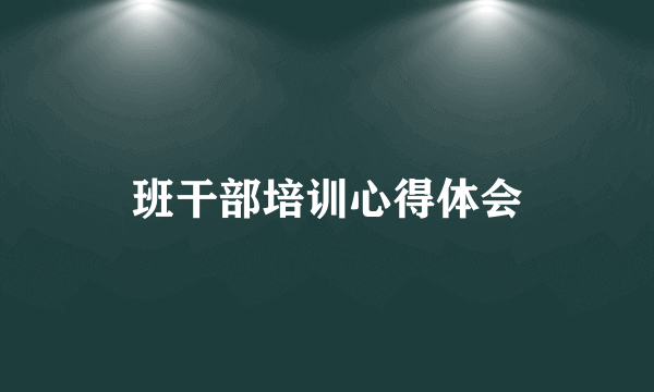 班干部培训心得体会