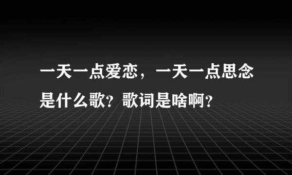 一天一点爱恋，一天一点思念是什么歌？歌词是啥啊？