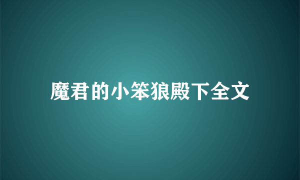 魔君的小笨狼殿下全文