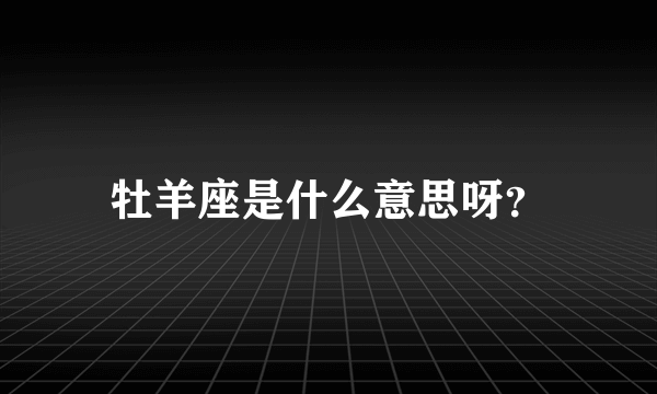 牡羊座是什么意思呀？