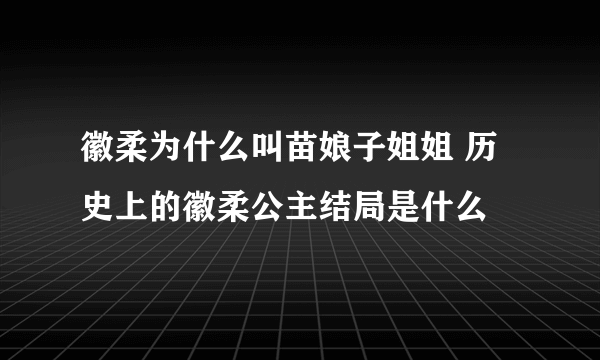 徽柔为什么叫苗娘子姐姐 历史上的徽柔公主结局是什么